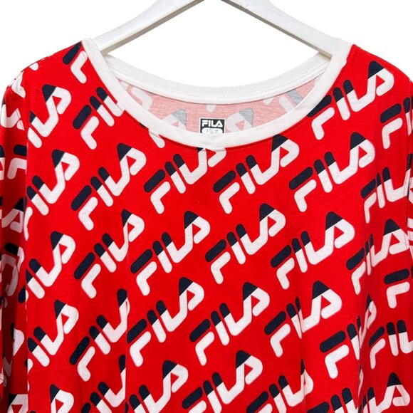 FILA Tennis Top Plus Size 3X Logo Tee Short Sleeve Red Logo Crop Womens NWT - Picture 2 of 10
